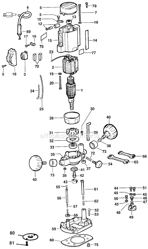 Page A Diagram and Parts List for BD6200 Type 1 Black and Decker Router